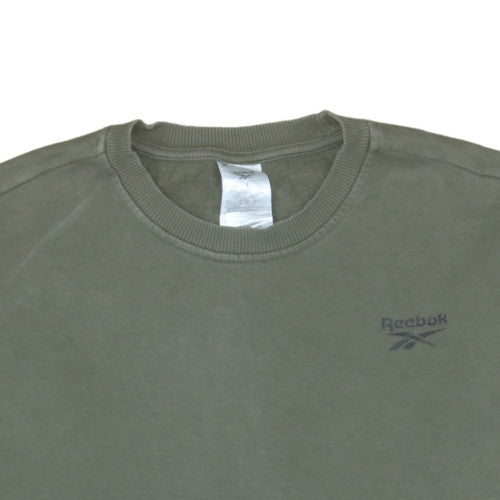 Reebok Mens Green L Pullover Crew Neck Fleece Sweatshirt