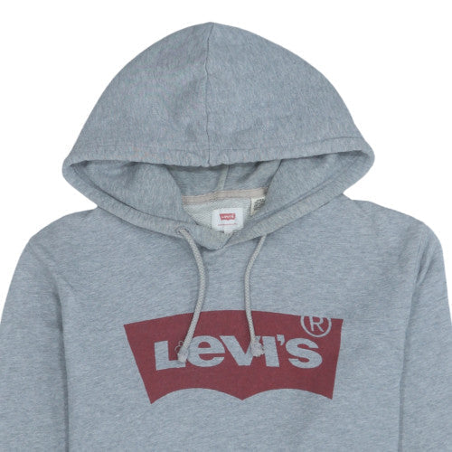 Levi's Men's Grey Pullover Hoodie M Regular Fit Logo Fleece