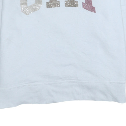 Gap Womens White XL Pullover Sweatshirt Glitter Logo Cotton Blend