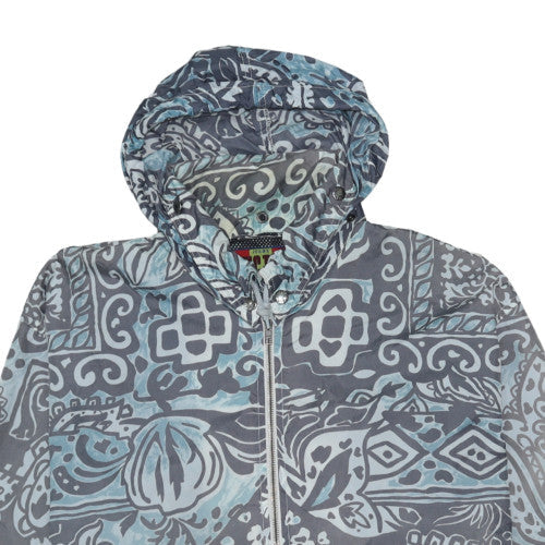 Fictif Men's Blue Paisley Hooded Windbreaker Jacket Size M