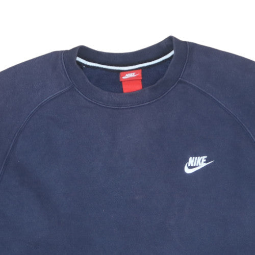 Nike Men's Navy Blue XL Crew Neck Sweatshirt Fleece Cotton Blend