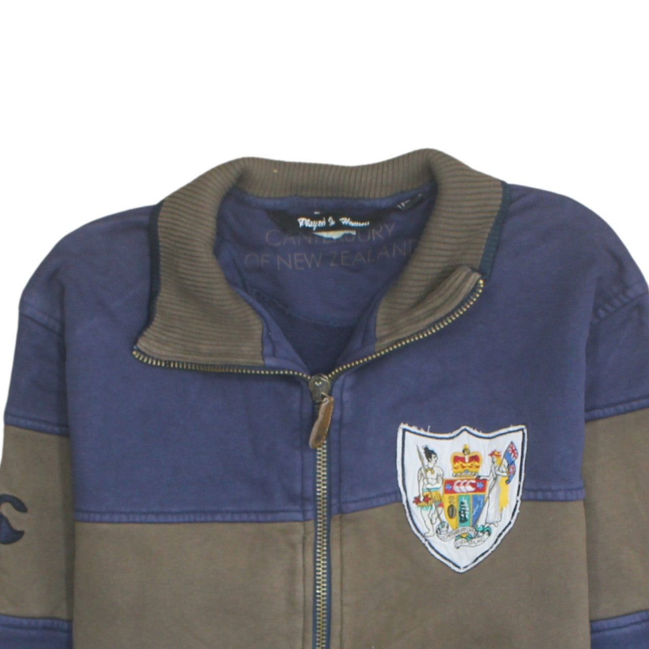 Canterbury Men's Blue Bomber Jacket M Full Zip Embroidered Crest Cotton