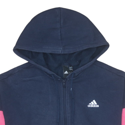 Adidas Womens Navy Pink Full Zip Hoodie Size L Hooded Sweatshirt