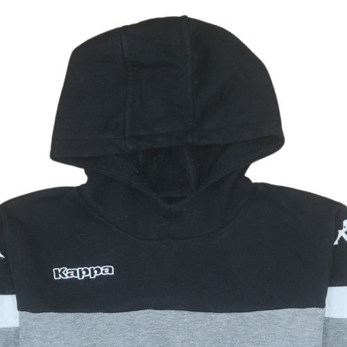 Kappa Boys Grey & Black Hooded Pullover Hoodie 14 Years Regular Fit
