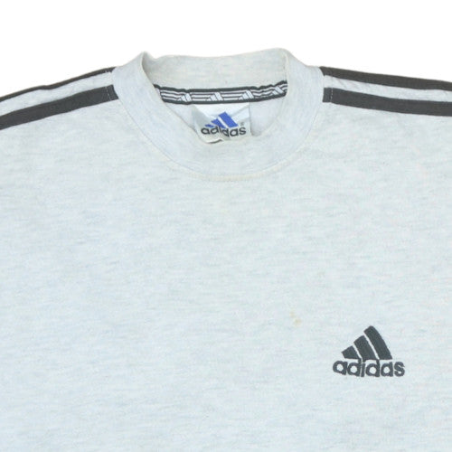 Adidas Mens Grey Sweatshirt Crew Neck Long Sleeve Classic Logo Pullover