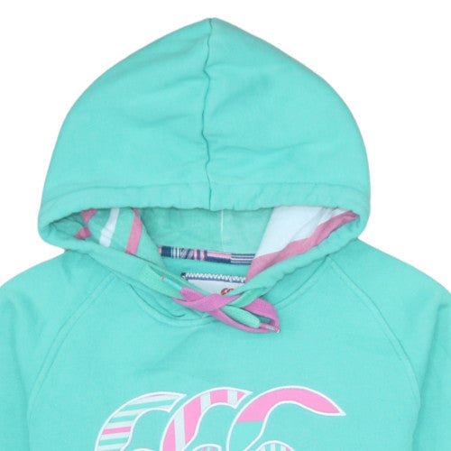 Canterbury Womens Teal Hoodie Pullover Size M Logo Print Lined Hood