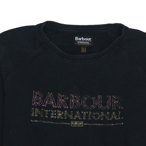 Barbour International Womens Black Cotton Crew Neck Sweatshirt UK 14