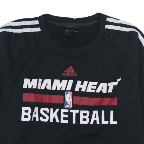 Adidas Mens Black Miami Heat Basketball Crew Neck Sweatshirt Size M