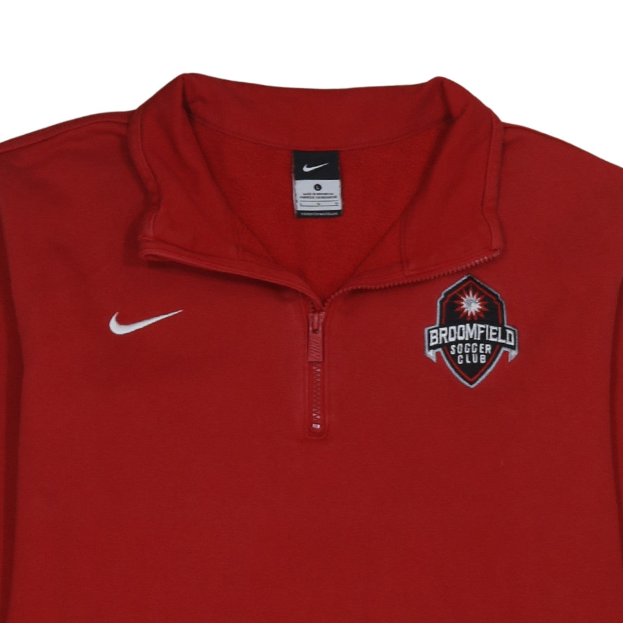 Nike Men's Red 1/4 Zip Sweatshirt L Embroidered Broomfield Soccer Club