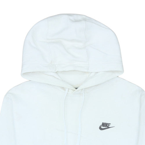 Nike Mens White Pullover Hoodie Small Regular Fit Fleece