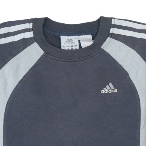 Adidas Boys Grey 10 Years Pullover Sweatshirt with Logo Stripes