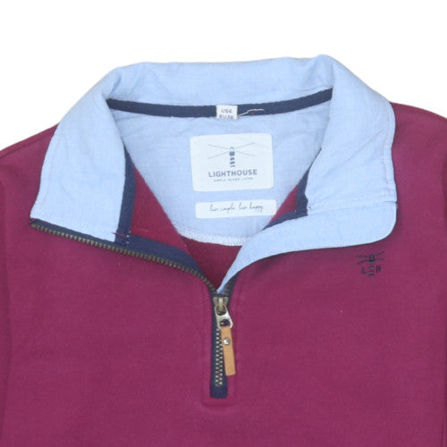 Lighthouse Women’s Burgundy 1/4 Zip Pullover Sweatshirt Size 10 Cotton Blend