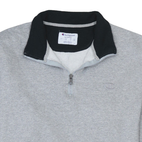 Champion Men's Grey 1/4 Zip Fleece Sweatshirt Size L