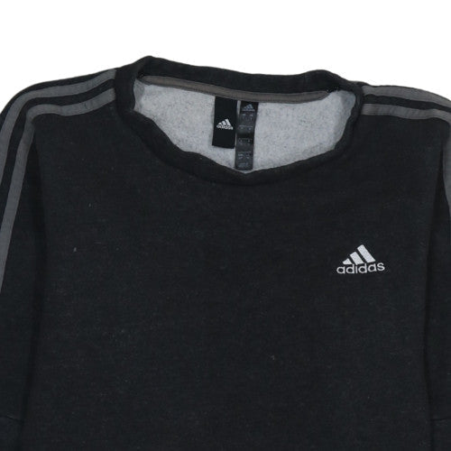Adidas Mens Black Small Crew Neck Sweatshirt Classic Pullover