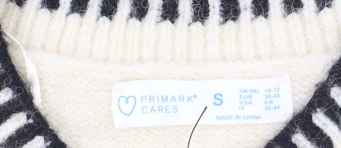 Primark Women’s Ivory Ruffle Sleeve Knit Jumper Size S