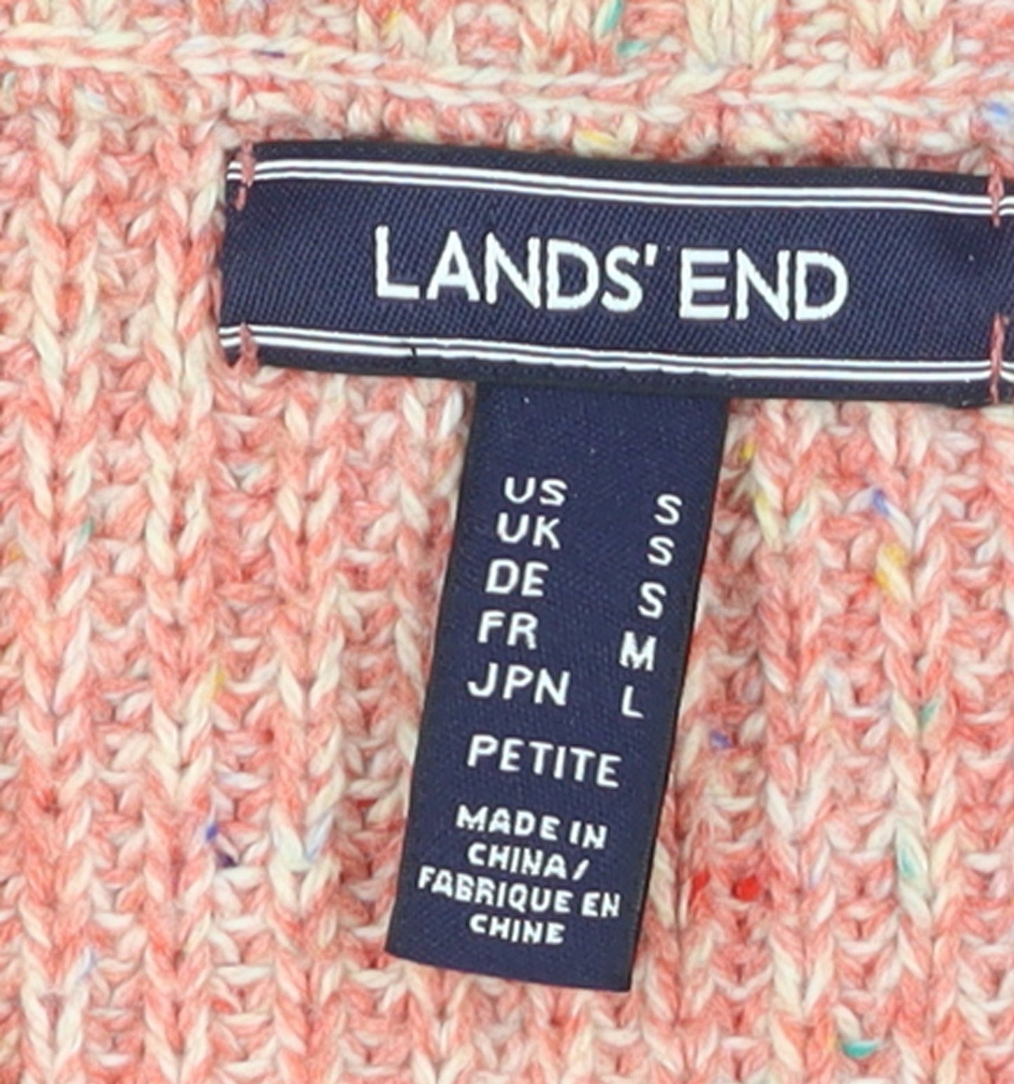 Lands' End Men's Pink Chunky Half Zip Cotton Blend Jumper Size S