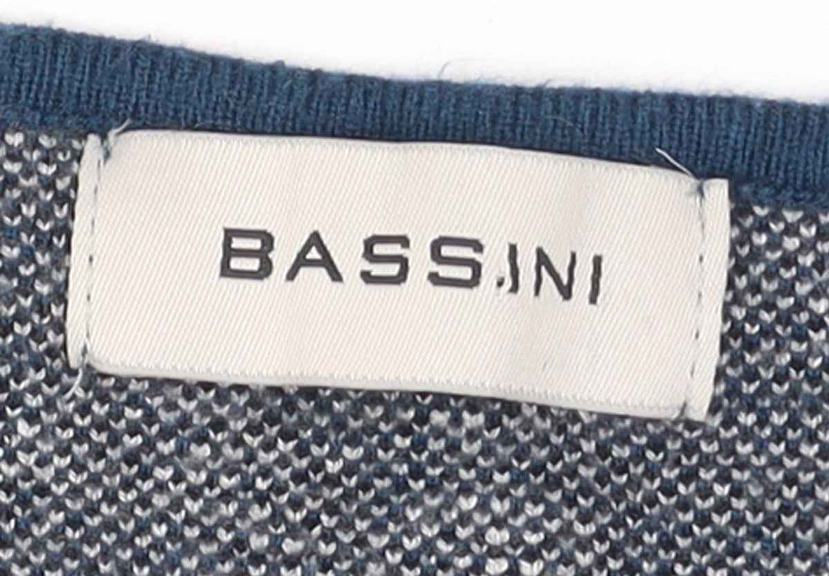 Bassini Women Blue Geometric Knit Pullover Jumper M