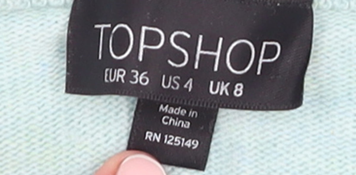 Topshop Women’s Blue Sequin Embellished Jumper UK 8 Long Sleeve