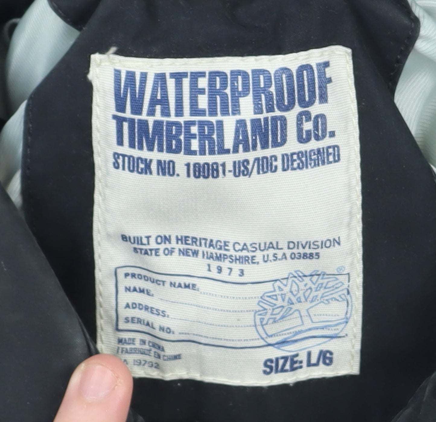 Timberland Men's Black Waterproof Cotton Nylon Overcoat Size L