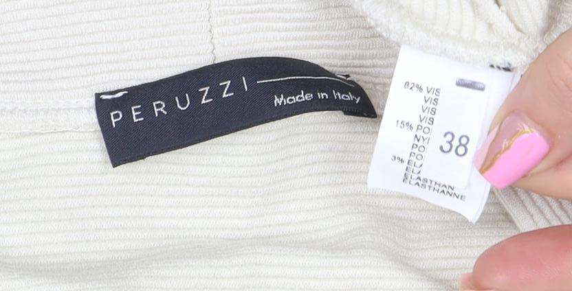 Peruzzi Women’s Beige Long Sleeve Mock Neck Jersey Top Size 10