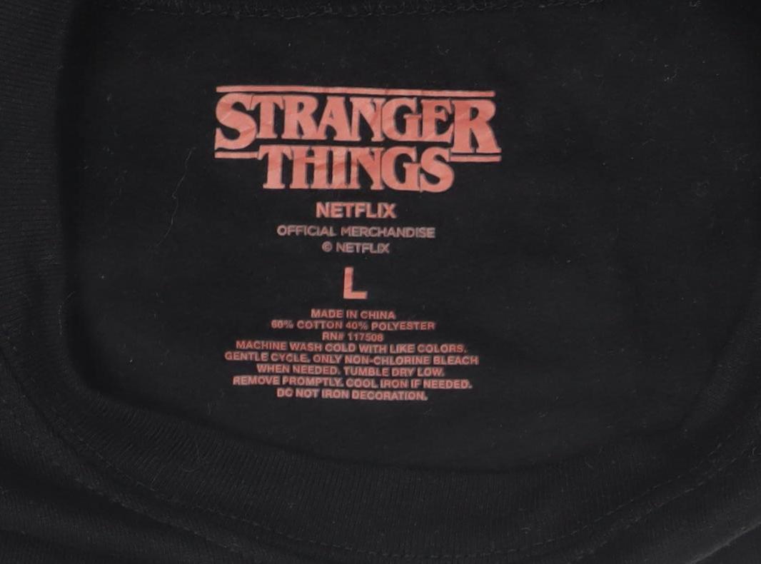 Netflix Stranger Things Black Sweatshirt Women L Cotton Blend Crew Neck