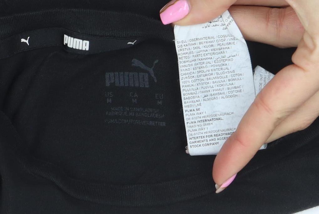 Puma Women's Black Crew Neck Short Sleeve Cotton T-Shirt Size M