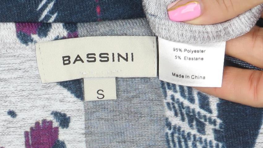 Bassini Womens Multicoloured Geometric Rhinestone Pullover Jumper Size S