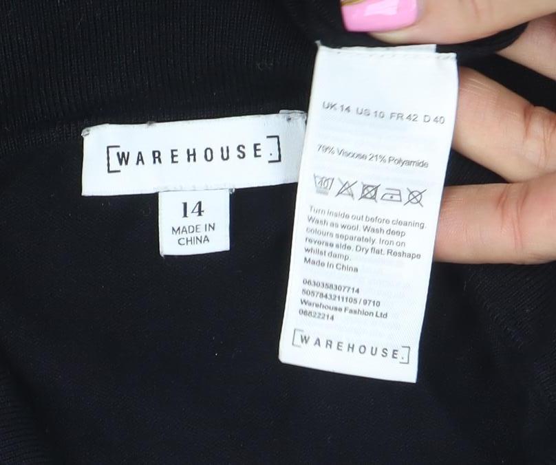 Warehouse Women's Black Collared Long Sleeve Knit Jumper Size 14