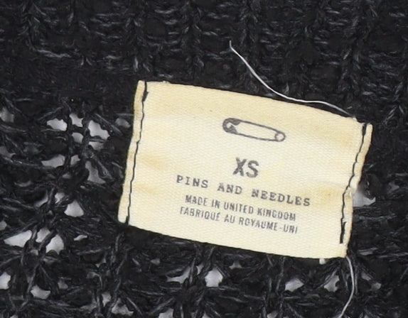 Pins and Needles Womens Black XS Open-Knit Long Sleeve Cardigan