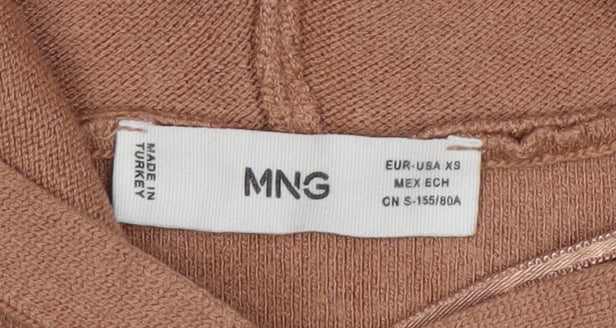 MNG Women's Brown Sleeveless Hooded Pullover Knit Jumper XS