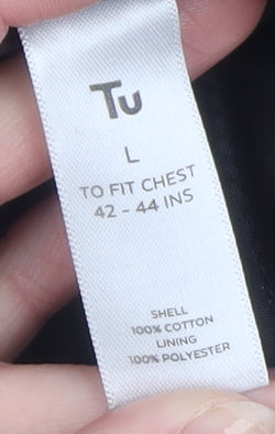 Tu Men's Black L Cotton Lined Casual Button Jacket
