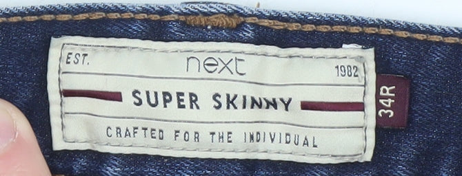 Next Women's Blue Super Skinny Mid Rise Stretch Jeans Size 34R