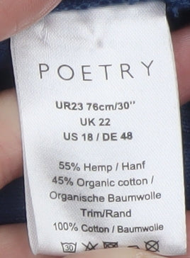 Poetry Womens Blue Corduroy Chino Trousers Size 22 Relaxed Fit