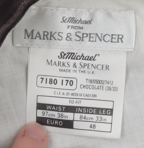 Marks & Spencer Men's Brown Corduroy Trousers 38W 33L Classic Fit