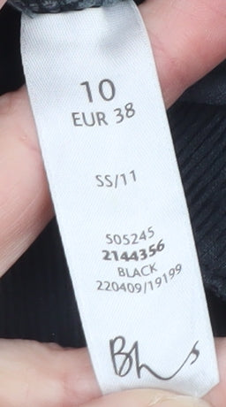 BHS Women Black Corduroy Chino Trousers Size 10 Regular Fit