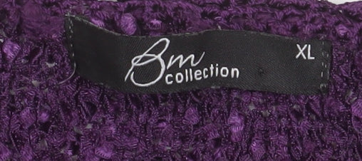Bonmarché Women Purple Embroidered Pullover Jumper XL Polyester