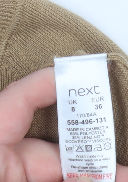 Next Women's Beige V-Neck Long Sleeve Knit Blouse Size 8