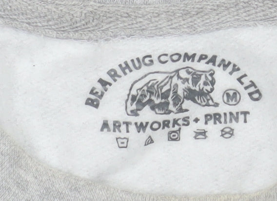 BearhugCo Men Grey Graphic Print Crew Neck Sweatshirt M