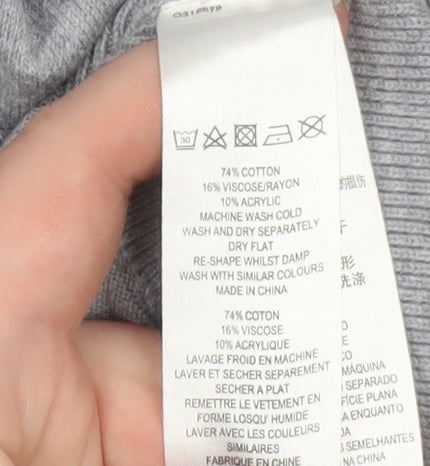 French Connection Women's Grey Studded Boat Neck Jumper XL
