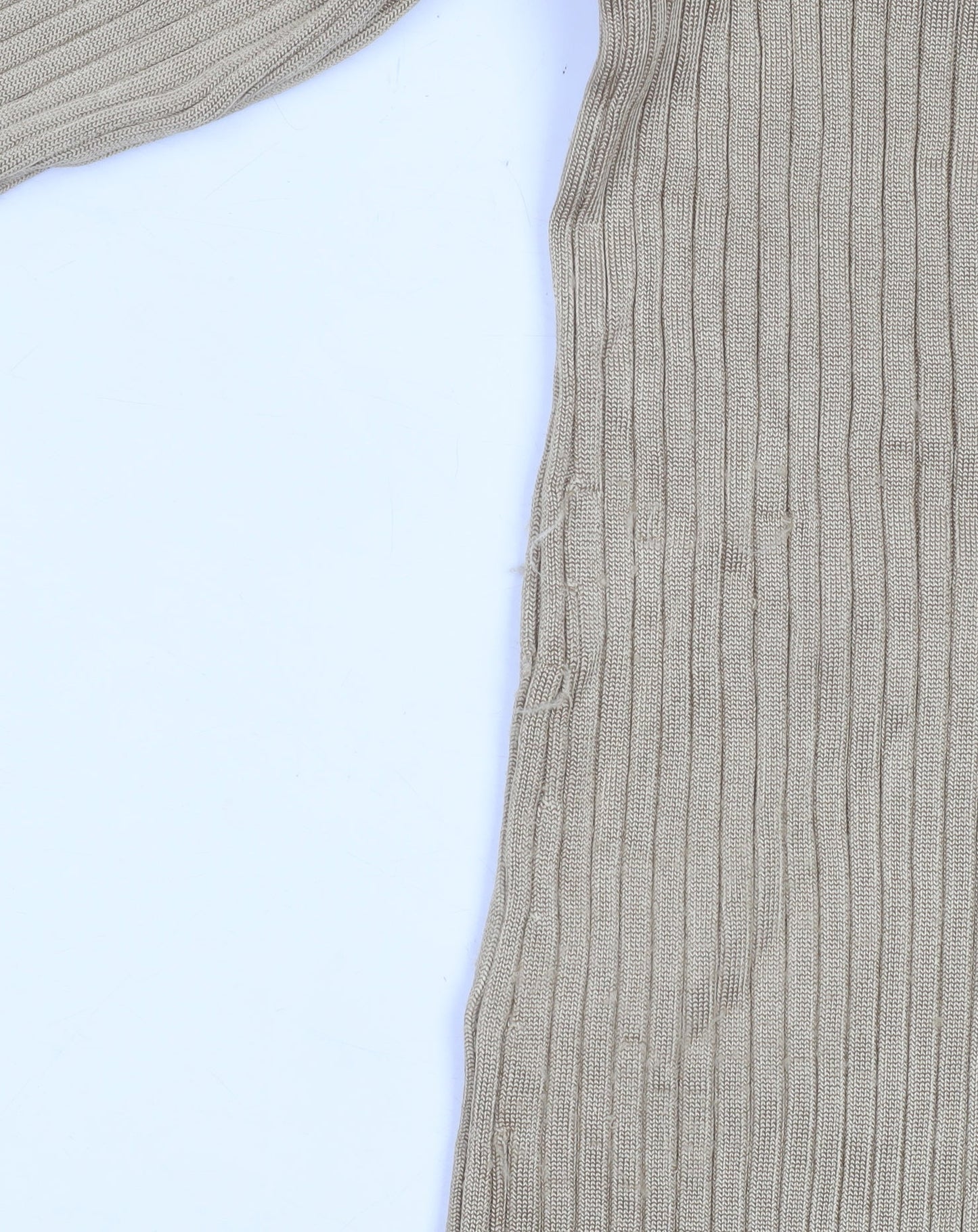 Jaeger Women’s Beige Roll Neck Ribbed Jumper M