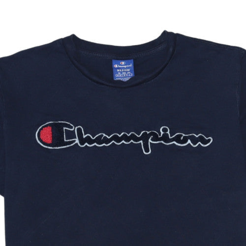 Champion Men's Navy Blue Medium Logo Crew Neck T-Shirt