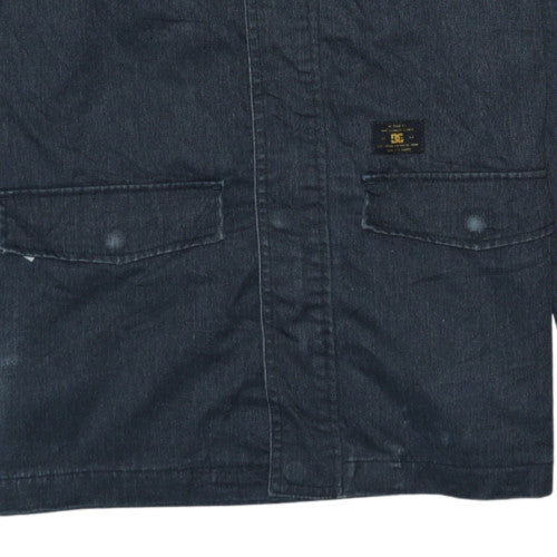 DC Womens Blue Cotton Blend Hooded Parka Jacket Size 16
