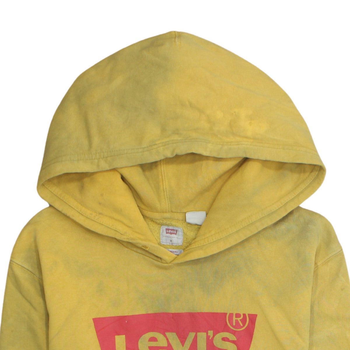 Levi's Men's Yellow Logo Pullover Hoodie Size M Classic Fleece