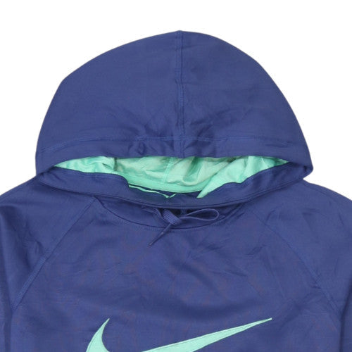 Nike Womens Blue Dri-Fit Pullover Hoodie Size S Polyester