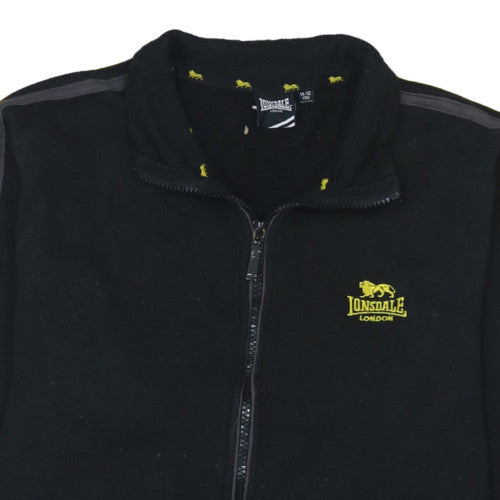 Lonsdale Boys Black 11-12 Years Fleece Track Jacket Full Zip Activewear