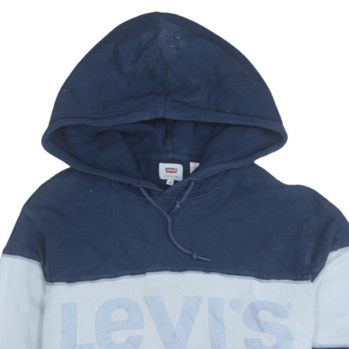 Levi's Men's Blue Pullover Hoodie Medium Cotton Logo