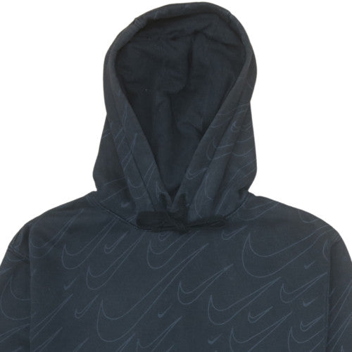 Nike Mens Black Pullover Hoodie Medium Graphic Print Cotton Blend