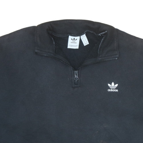 Adidas Womens Black 1/4 Zip Sweatshirt Size 16 Cotton Blend