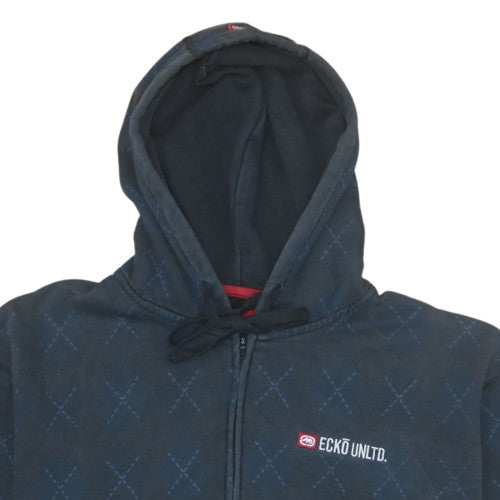 Ecko Unltd Mens Blue Full Zip Hoodie Size L Regular Fit
