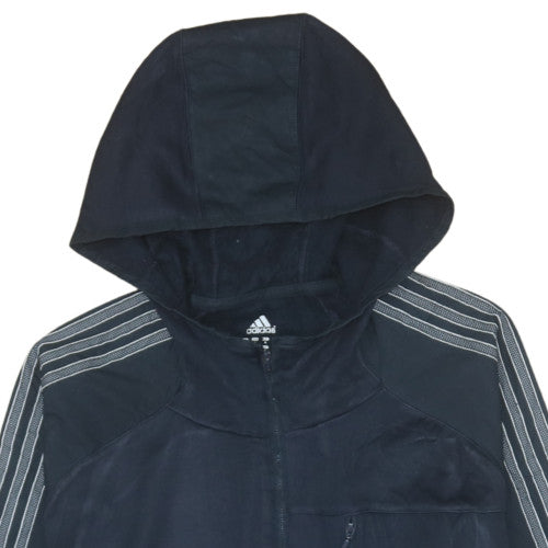 Adidas Boys Black Full Zip Hoodie M Medium Fleece Activewear Jacket